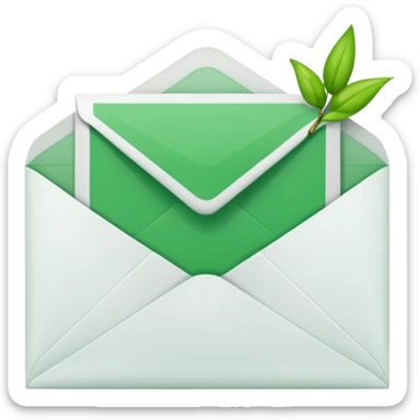 white envelop with a letter and green checked checkbox inside sticker