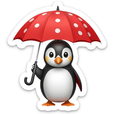 Penguin with red polka-dot umbrella sticker