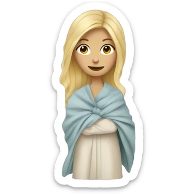 Blonde haired woman Cozy blanket sticker