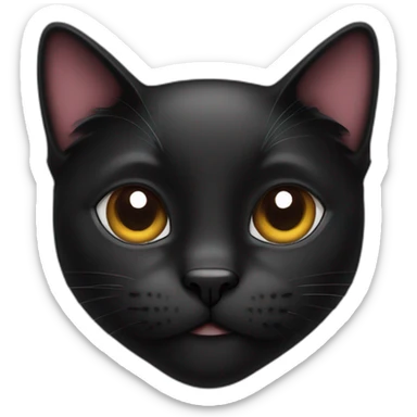 a black cat face with a heart sticker