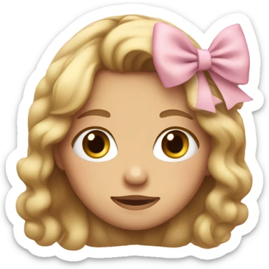 Shy girl with light pink bow on head  sticker