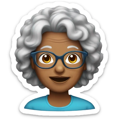 Grandma with long curly hair and glasses sticker