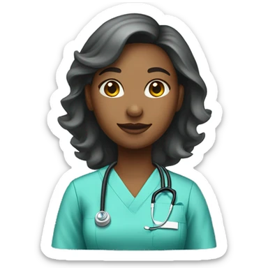 Female african american healthcare worker wearing scrubs facing left full body sticker