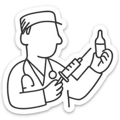 A doctor injecting an ampoule sticker