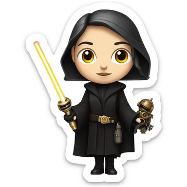 Jedi Wednesday Addams piloting a Jumpspeeder anti-gravity repulsorlift steampunk swoop sticker