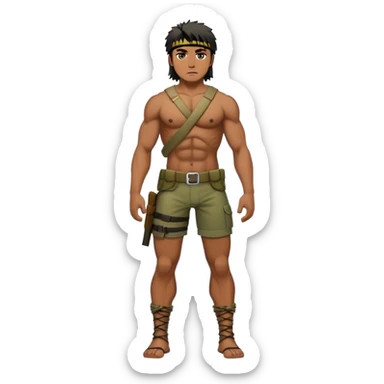 full body modern rambo male human character Konor sticker