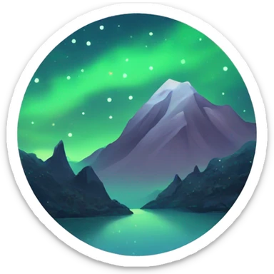 mountain night under starry sky sticker