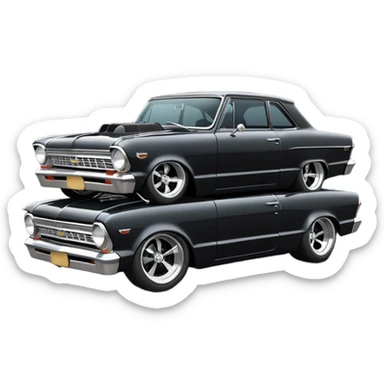 Catwoman’s  black metallic  1965 Chevy Nova SS street rat rod retro mod  sticker