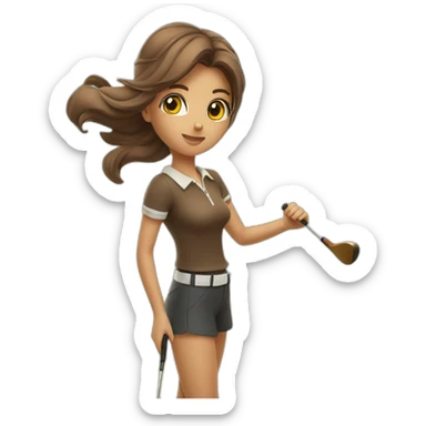 Golf swing beautiful girl head brown in the beach  sticker
