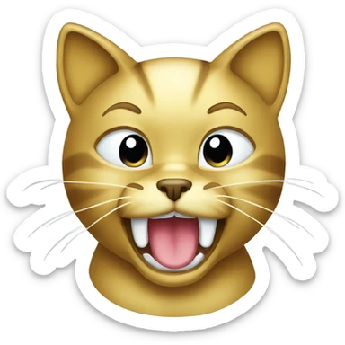 cat crying gold sticker
