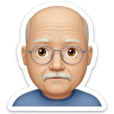 75, goatee, bald, grey side hair, no glasses, chubby sticker