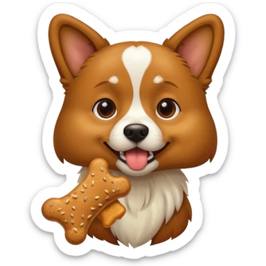 dog eating dog treat sticker