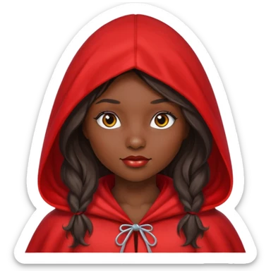 Little red riding hood African American with black with straight long wavy hair and long eyelashes  sticker