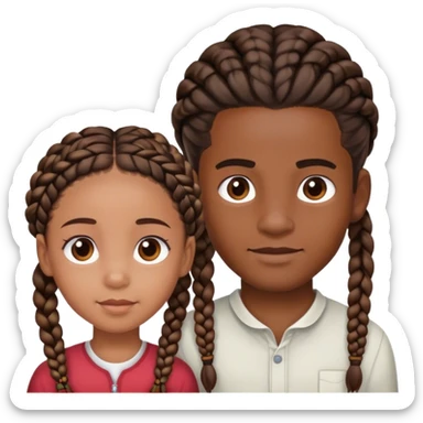 Black brother and sister with braids sticker