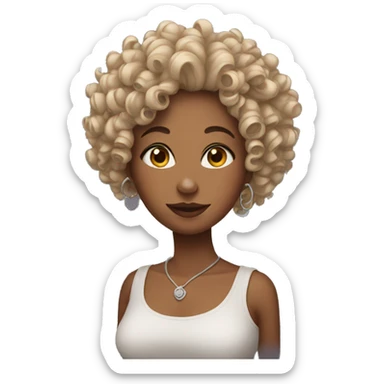 woman with curly hair and wearing piercings sticker