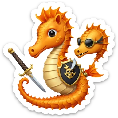 Orange pirate seahorse sticker