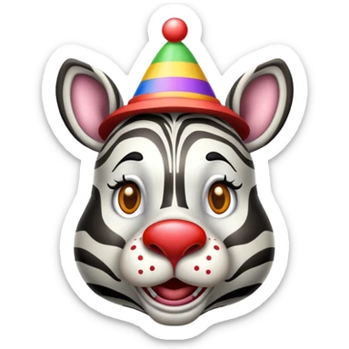 Zebre fou avec un chapeau de clown sticker