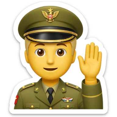 Eine salutierenden Emoji (Hautfarbe: gelb ) in Armee Klamotten männlich salutierend sticker