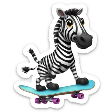 A zebra herself rides a skateboard, looking adventurous and carefree. sticker