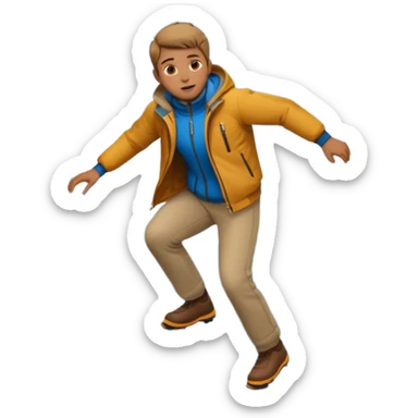 a man sliding down from the mountain which in circle shape sticker