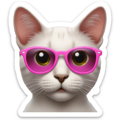 A cat with pink sunglasses and looks like a baddie  sticker