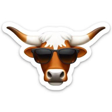 Texas Longhorn with sunglasses  sticker