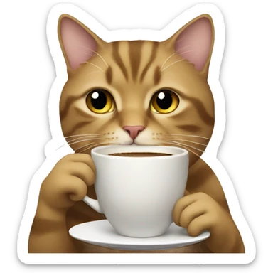 Cat sipping coffee sticker