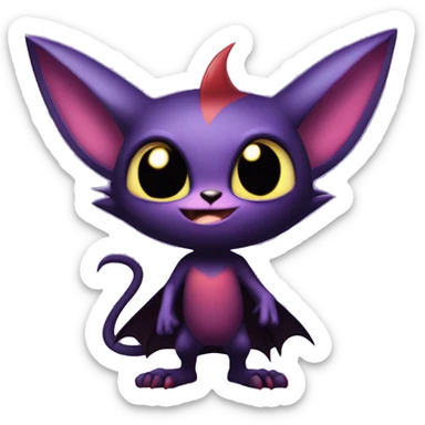  Anthro Kawaii Edgy Cool Vampiric Demonic Beautiful Noibat-Litten with big Bat Ears full body sticker