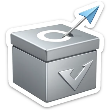 emoji for 'import', a box with an arrow pointing inward, minimal and recognizable design sticker