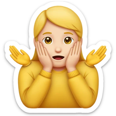 Shy emoji with a have over the mouth  sticker