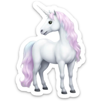 Fullbody White unicorn with pastel color mane  sticker