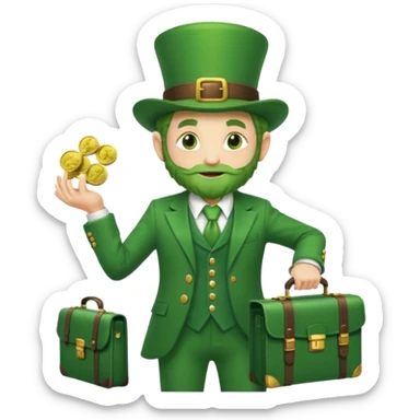 Leprechaun with a briefcase of money  sticker