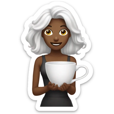 donna con i capelli castani con in mano una tazza  sticker