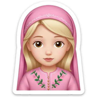 Cute little girl wearing pink clothes and feeling calm poster with Ghabali design sticker