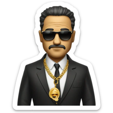 mafia boss with sun glasses and cigar and a gold chain sticker