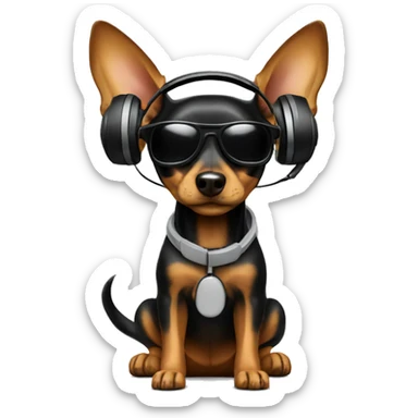 toy terrier in headphones sticker