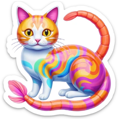 Cat with shrimp body, trippi troppi sticker