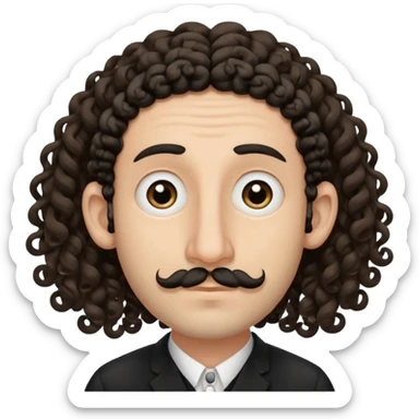 jewish jew man's face, wearing a tiny black kippah and 2 curly long hair strands near the ears, big nose, only face, no body, no mustache sticker