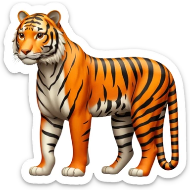 Create a single emoji of a Tiger in full body, shown at a slight side angle in a natural, characteristic pose. stylized like an emoji, but clearly recognizable.  sticker