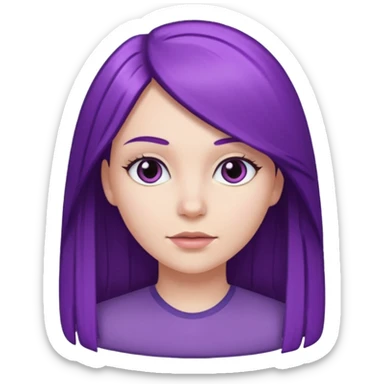 chica blanca pelo morado  y liso  sticker