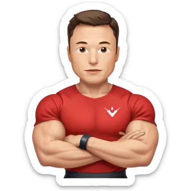 elon musk with abs flexing muscle sticker