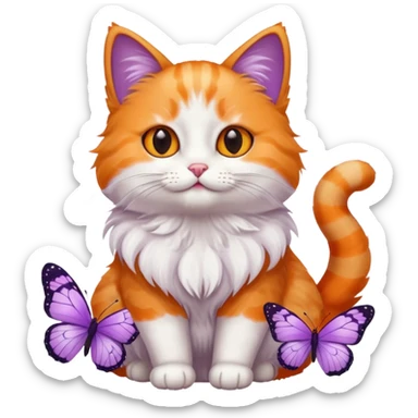 Cat with lilac butterfly sticker