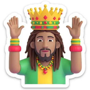 A rasta yard man bigging up di whole world 🌍🔥🤲🏾, reggae vibes 🎶, love and unity ✨💛💚❤️, every nation stand strong 🇯🇲🌐👑. sticker
