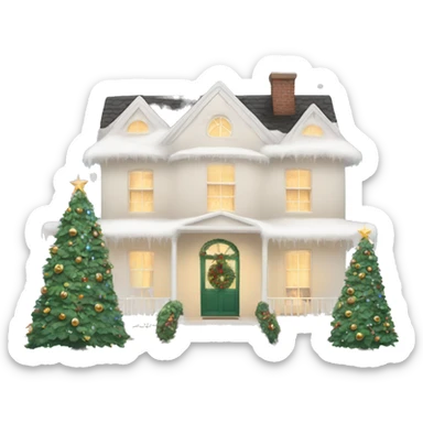 Warm White House Christmas sticker