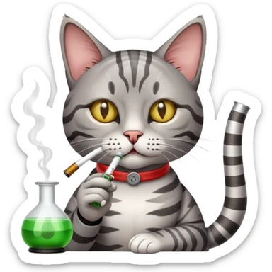 cat smoking a bong sticker