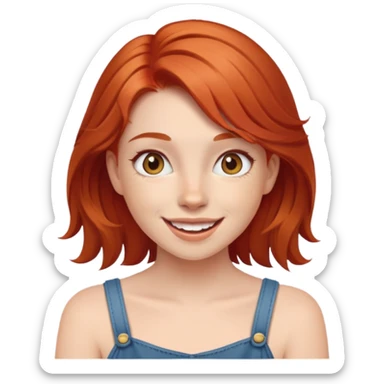 a young red-haired girl with an emotion of joy sticker