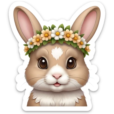 cute rabbit wearing a flower crown sticker