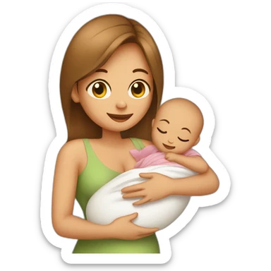 Pregnant Woman Holding A Newborn Baby sticker