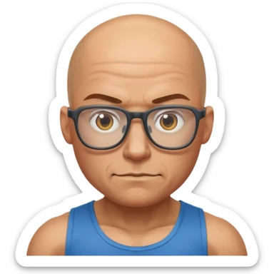 gamer with glasses, bald and muscular sticker