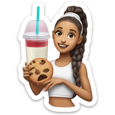 ariana grande with a cookie and juice  sticker